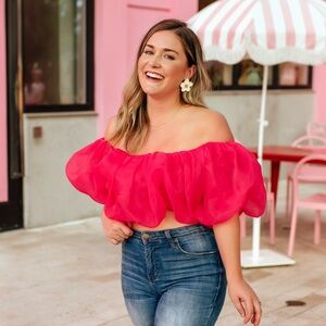 Pink off shoulder top
